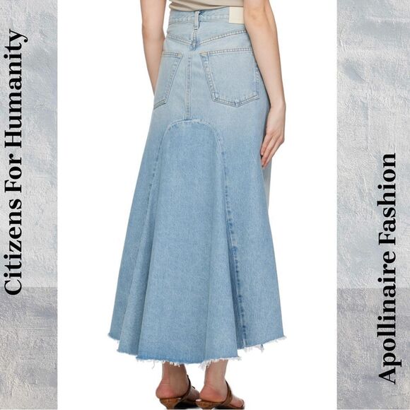 CITIZENS FOR HUMANITY MINA MIDI SKIRT IN BLUE DENIM SIZEE 27 NEW - Picture 5 of 9